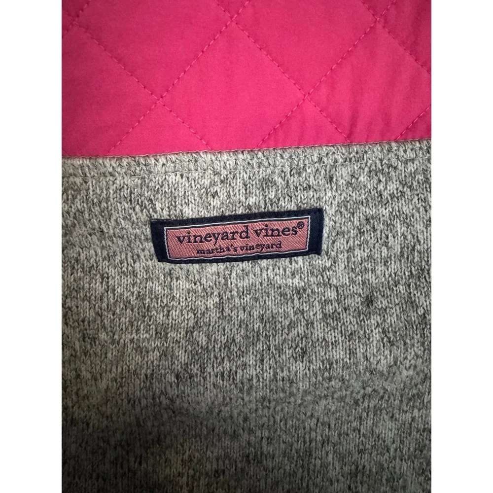 Vineyard Vines Girls' Fleece Sweater Jacket Pink Quilted Gray Full Zip Size‎ L
